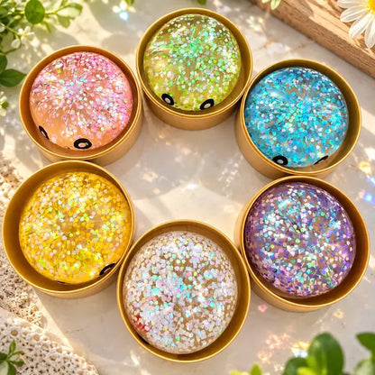 3.5" Heart Glitter Maltose Dumpling Squishy Squeeze Fidget